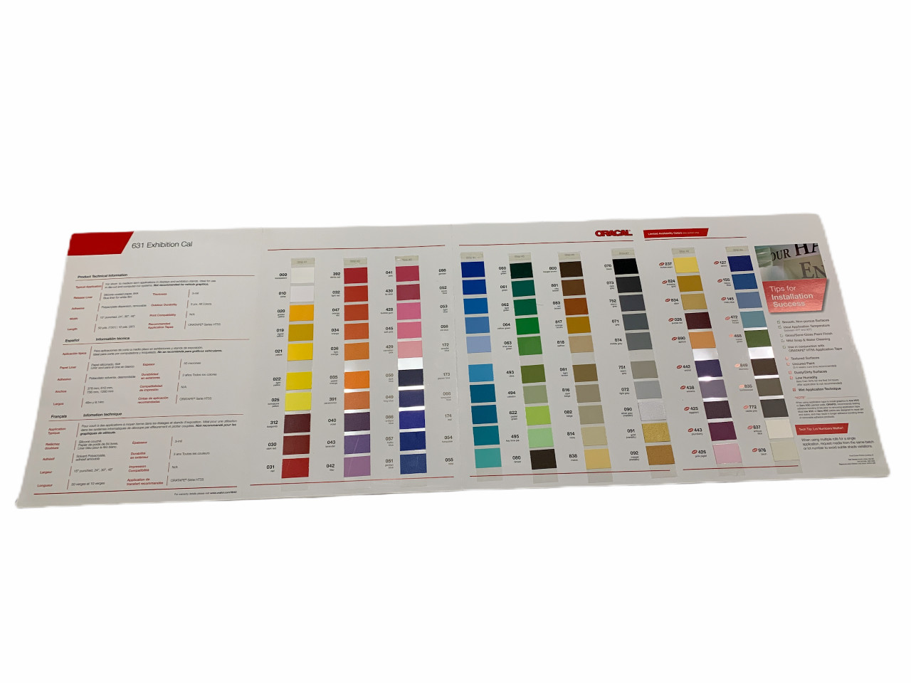 Newest Oracal 651 and 631 Sample Book Wrap Vinyl Wrapping Cal Film Sign colors