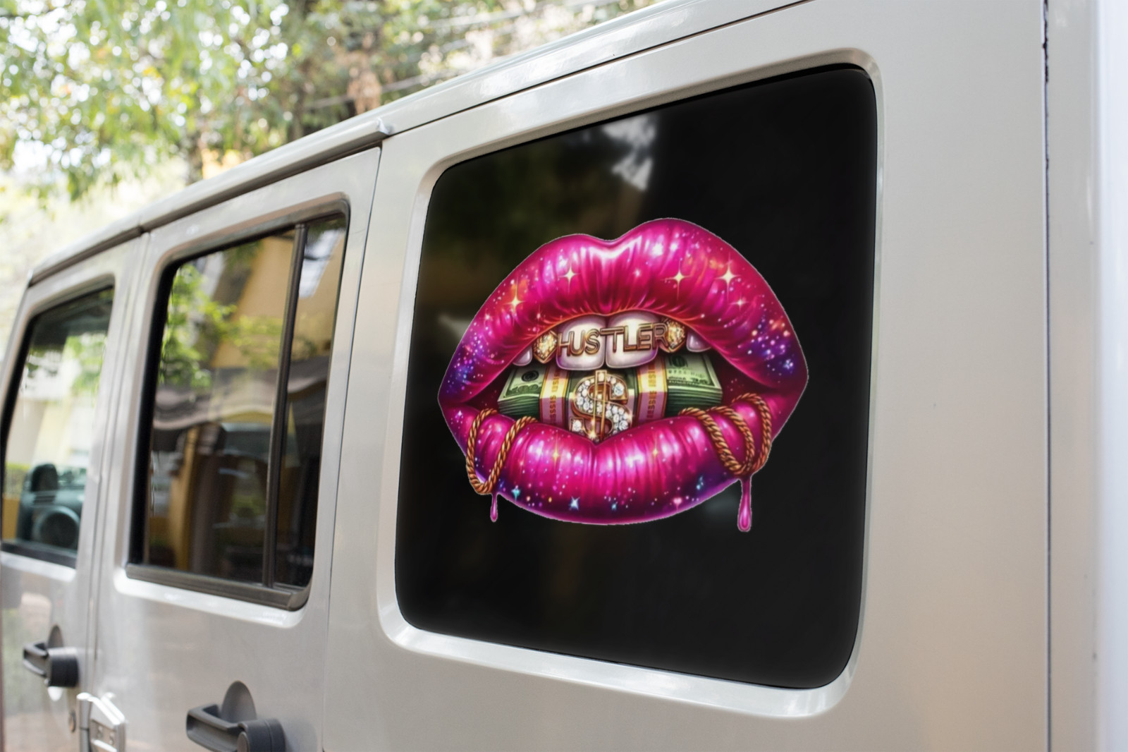 Sexy HUSTLER Lips Car Window Vinyl Decal MONEY Graphic Laptop Bumper Sticker
