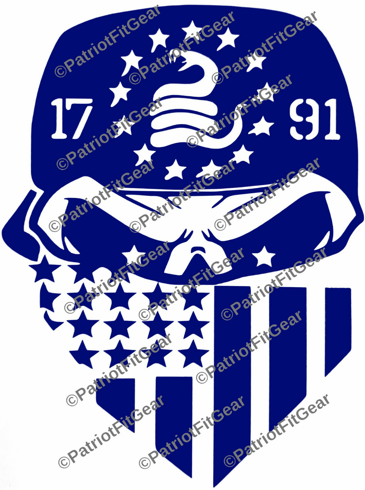 Skull,1791,Dont Tread On Me,2A,Gun Rights,Molon Labe,2nd Amendment,Vinyl Decal