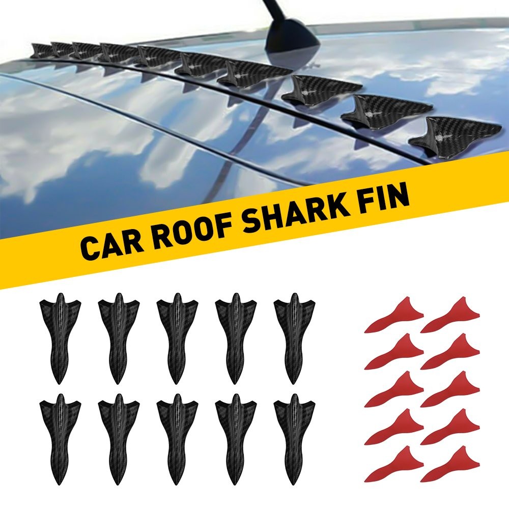 10/20X Car Fin Shark Roof Decorative Sticker Fiber Carbon Decors Accessories TOP