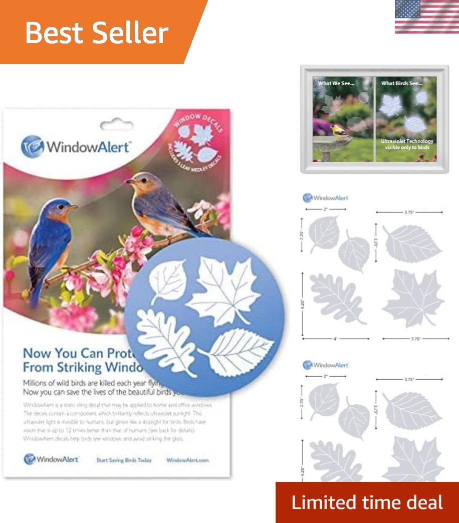 Leaf Medley UV-Reflective Window Decals – Protect Birds from Glass Collisions