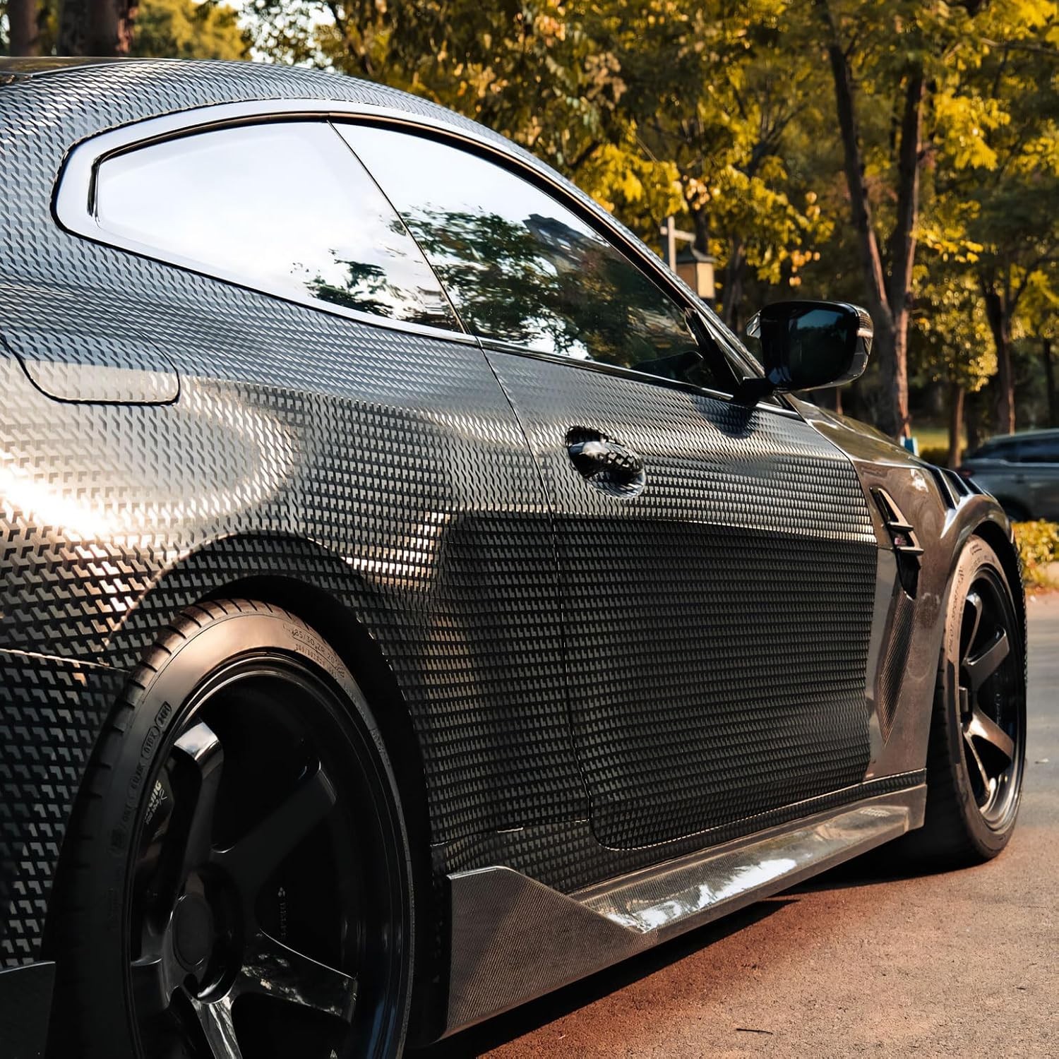 Designer Triangle Black Carbon Fiber Vinyl Wrap 3ft x 5ft with Air Release