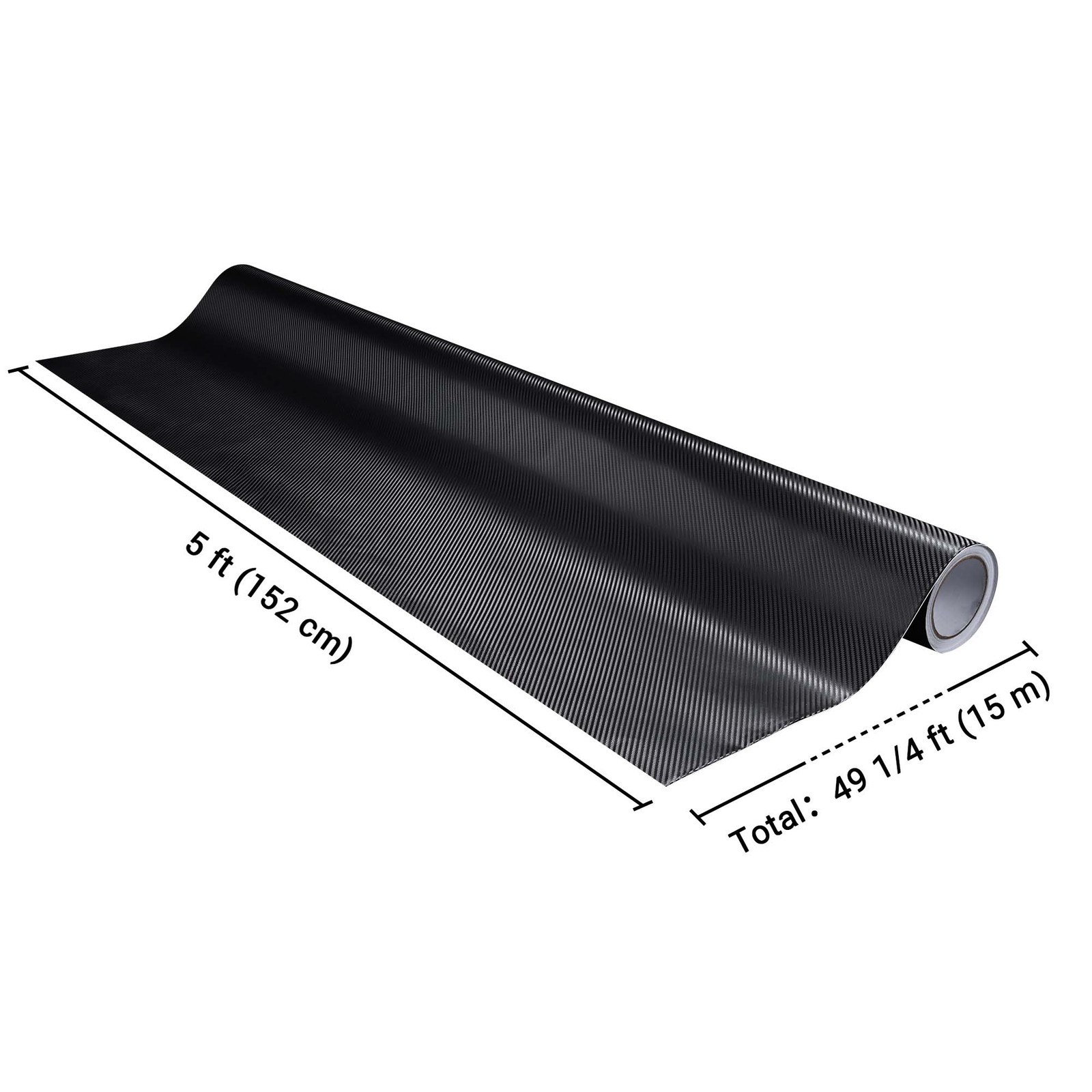 Yescom 5×50 FT 3D Carbon Fiber Vinyl Wrap Film Roll w/ Air Release UV Resistant