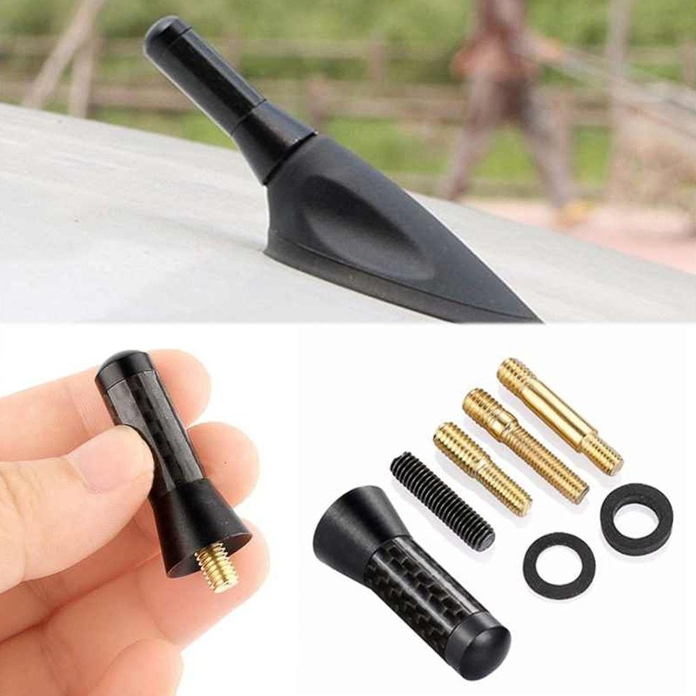 UNIVERSAL BLACK CARBON BEE STING SHORT STUBBY CAR MAST AERIAL ANTENNA ARI D