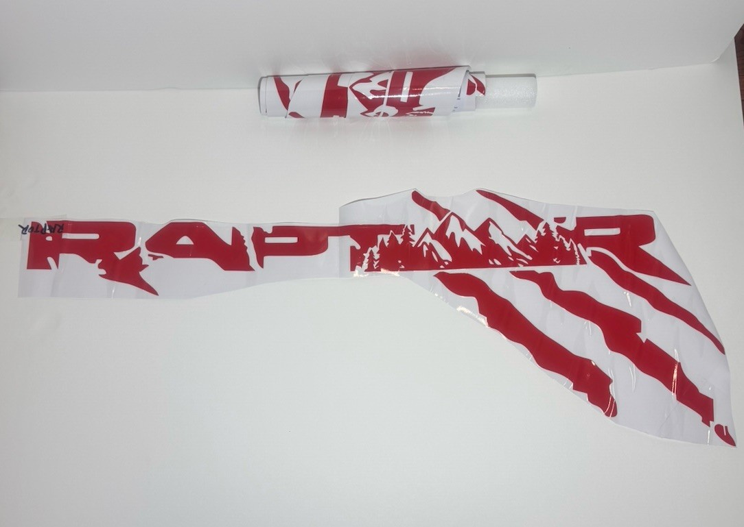 Set of 2 Custom Cut Red Ford Raptor Bedside Decals Fit F150 Ranger