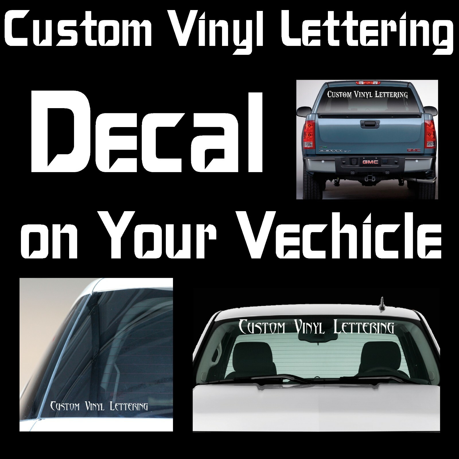 Custom Lettering Decal Vehicle Car Window Body Windshield Fender Door Bumper