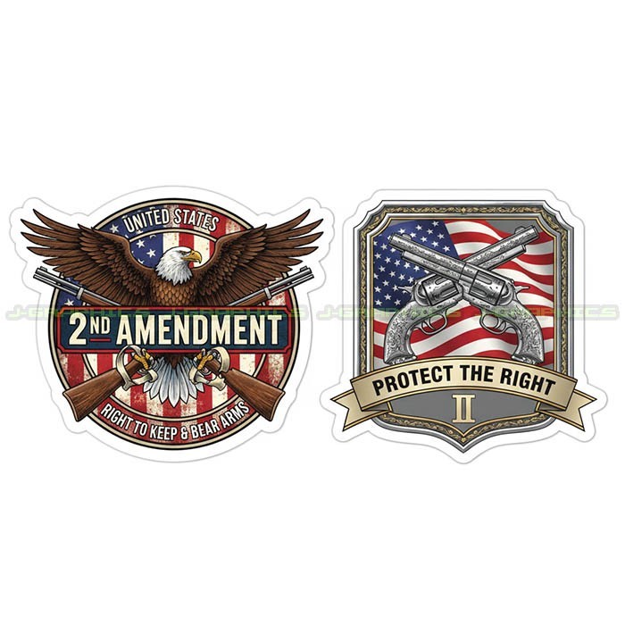 2nd Amendment Sticker Decal American Rights Gun Helmet Motorcycle Car 2 pack H