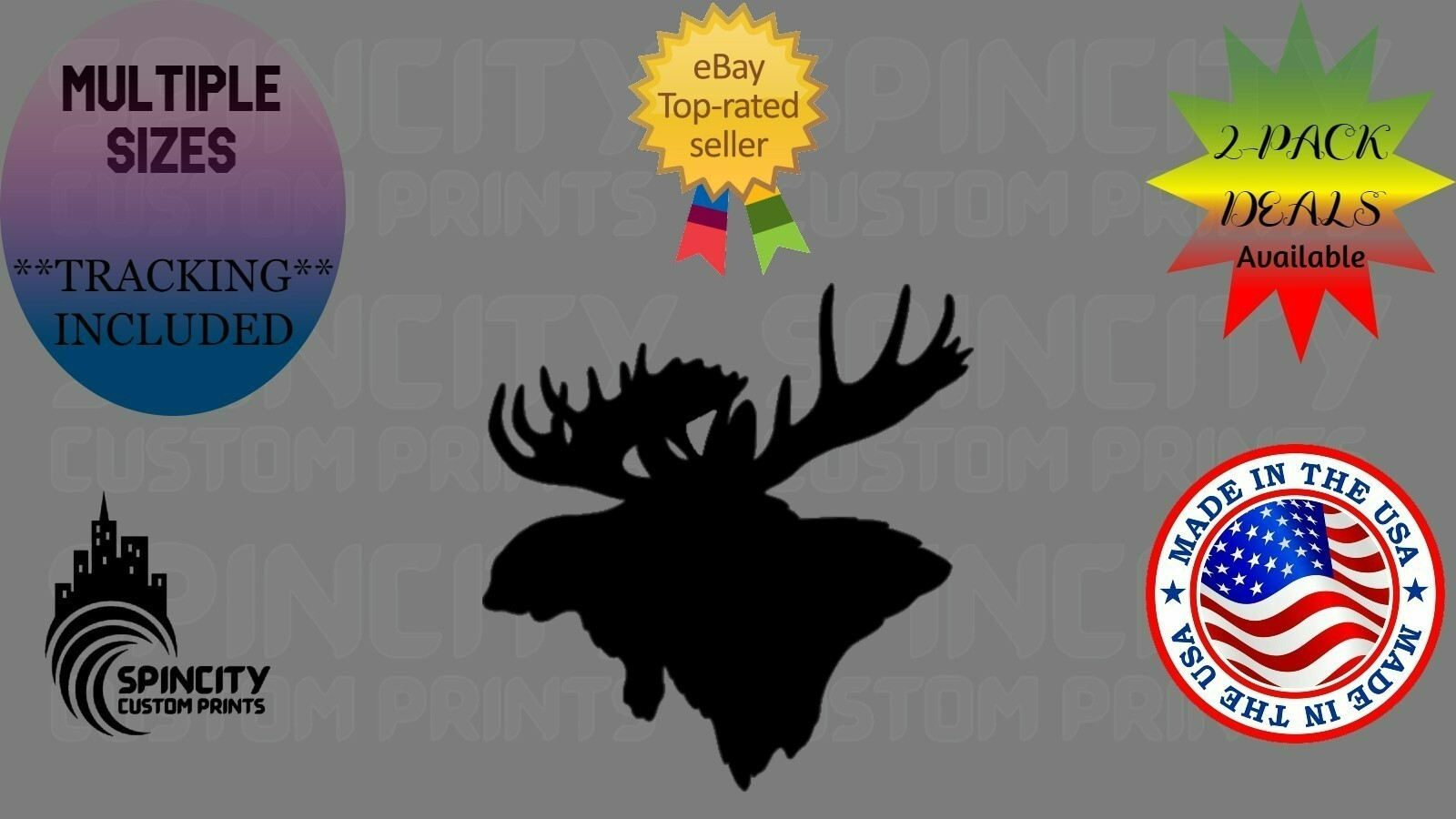 Moose Car Window Decal Large Animal Hunting Laptop Bumper Sticker Multiple Sizes