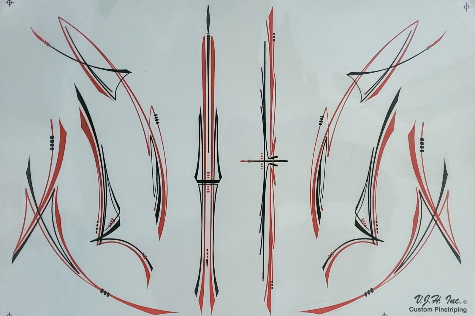 Really Cool Pinstripe Car Boat Motorcycle Glass MORE Black/Red Decals QTY 8!