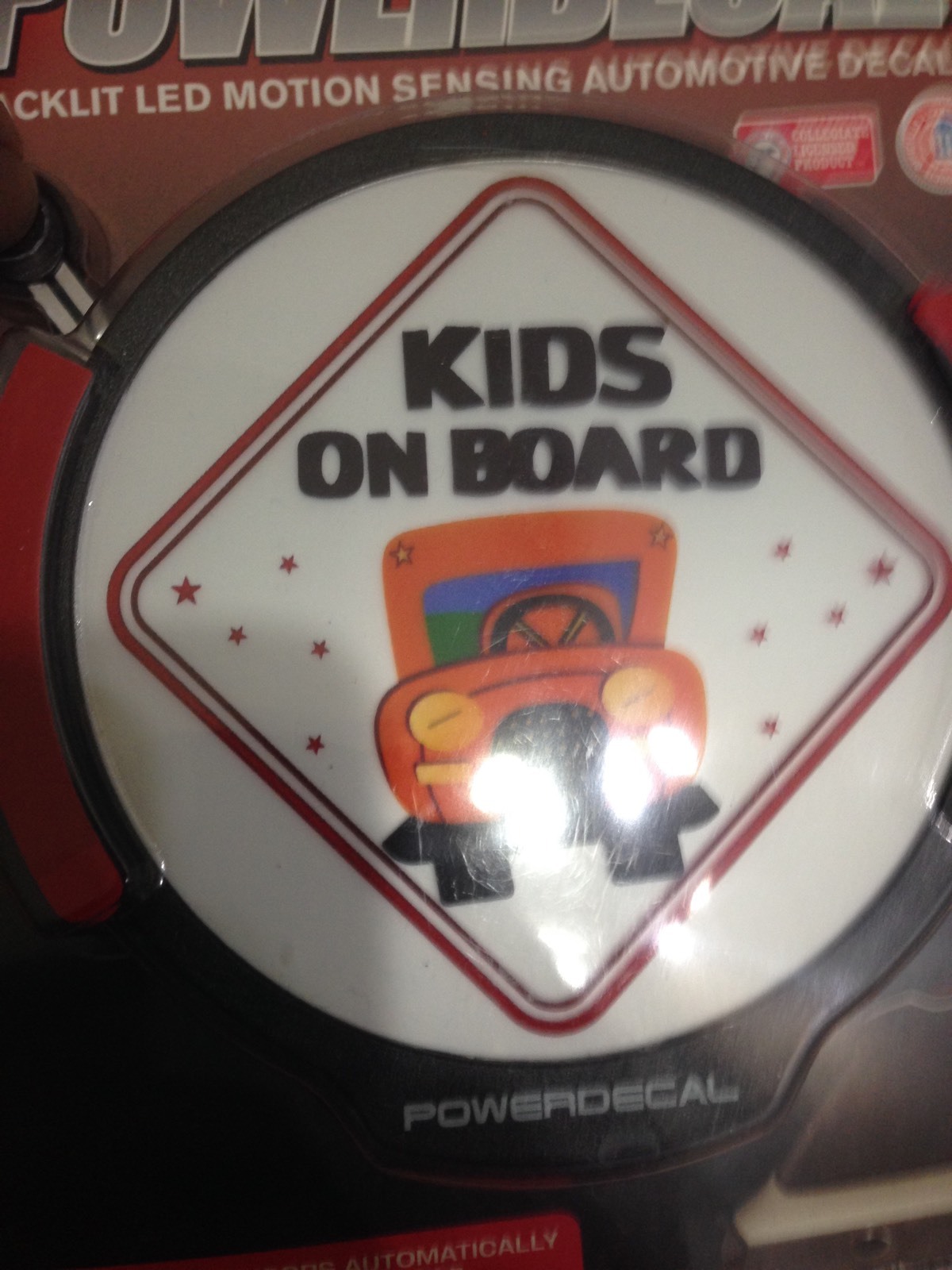 Kids On Board Light Up Decal Powerdecal LED Motion Sensing Auto Decal