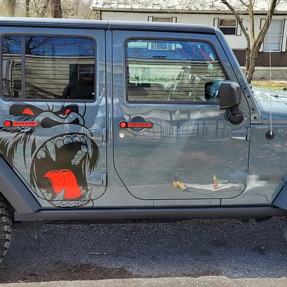 Car Truck Window Hood Stickers Left+Right Side Door Decor Horror Ape Totem 2Pcs