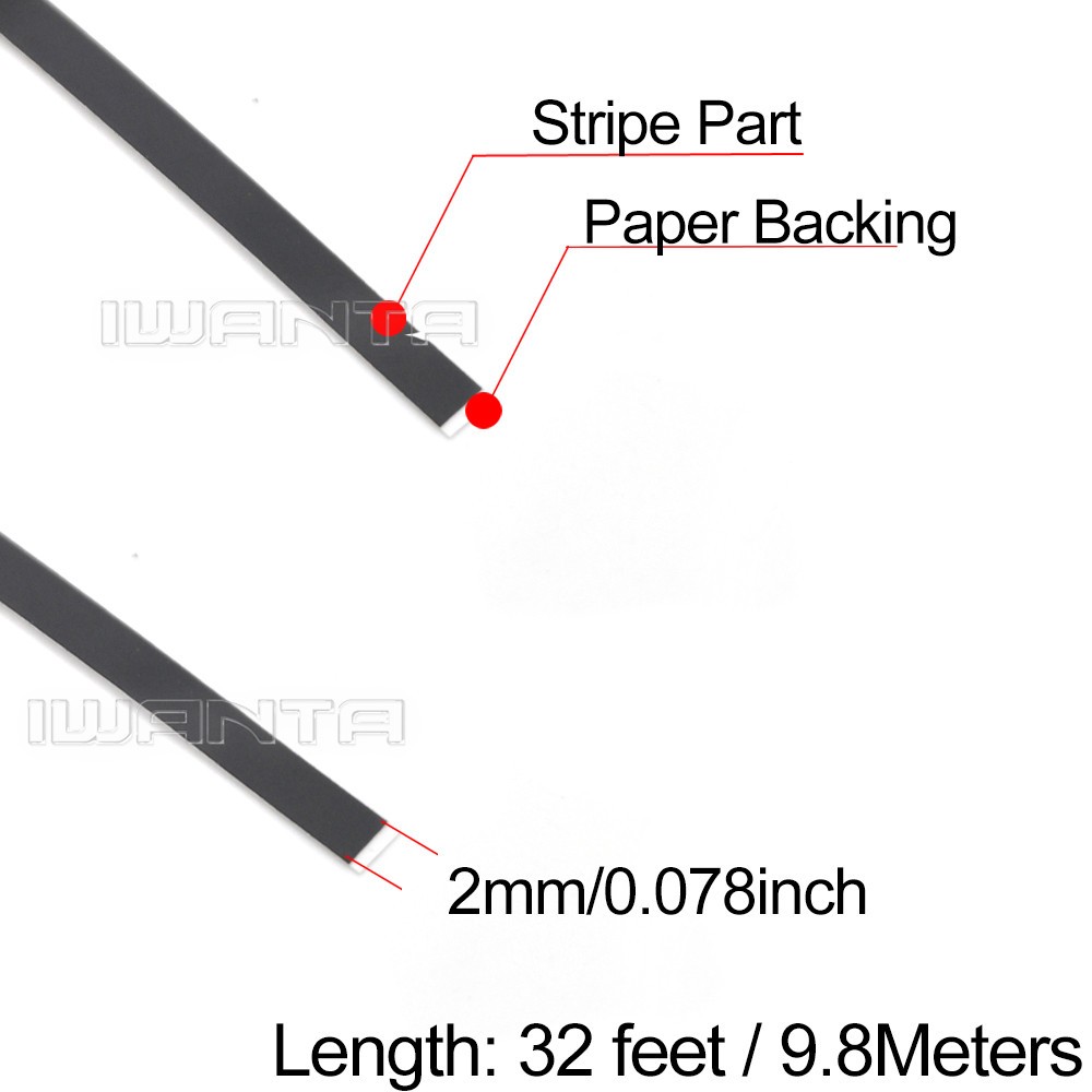 1/12″ 2mm Beige & Matte Black Pinstriping Pin Stripe DIY Vinyl Decal Sticker