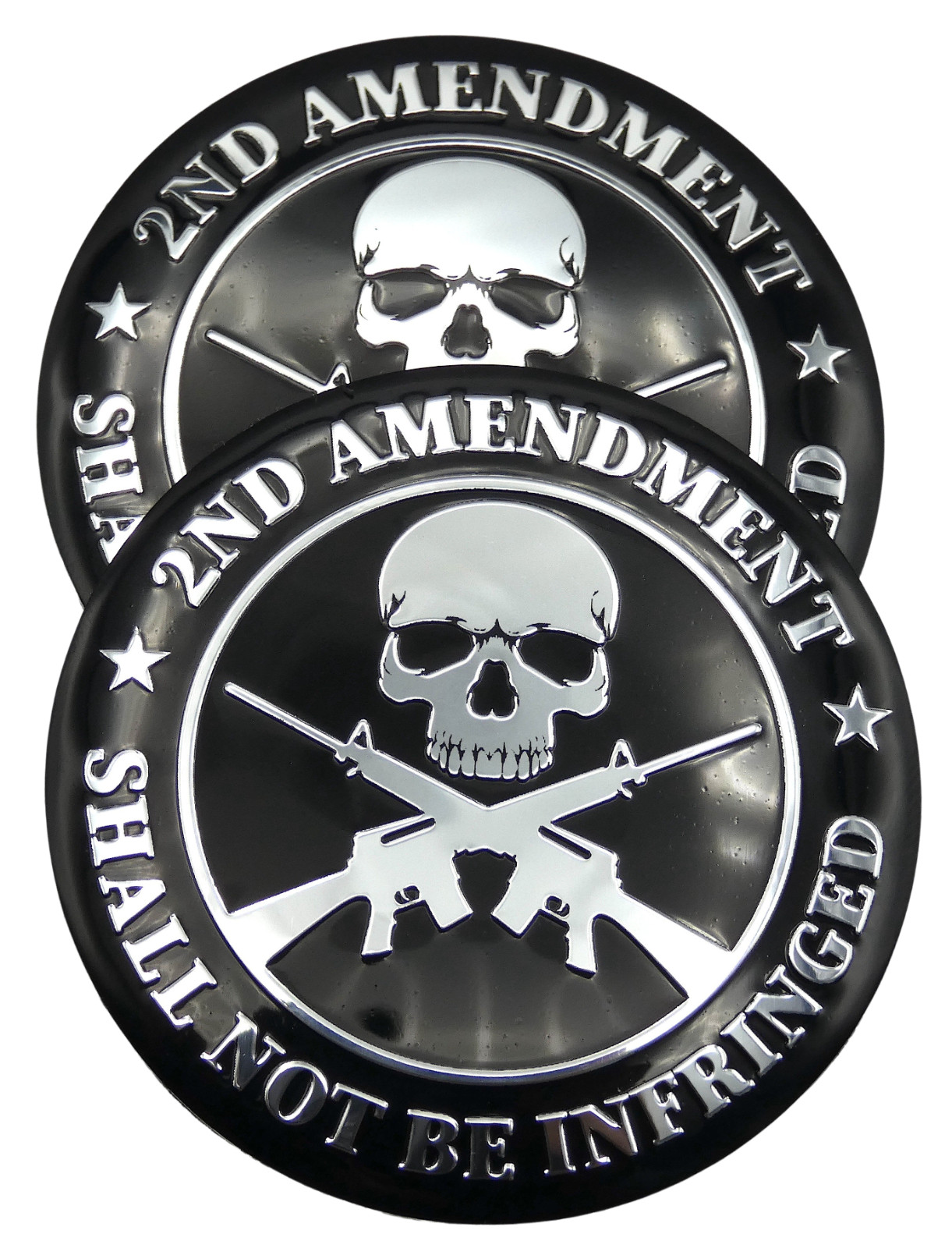 2x ALUMINUM 2nd Amendment Shall Not Be Infringed Car Vehicle Decal Sticker 2.2″