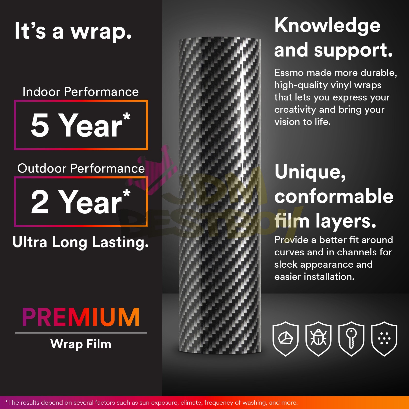 2D Carbon Fiber High Glossy Black Gold Vinyl Wrap Sticker Air Release Sheet Film
