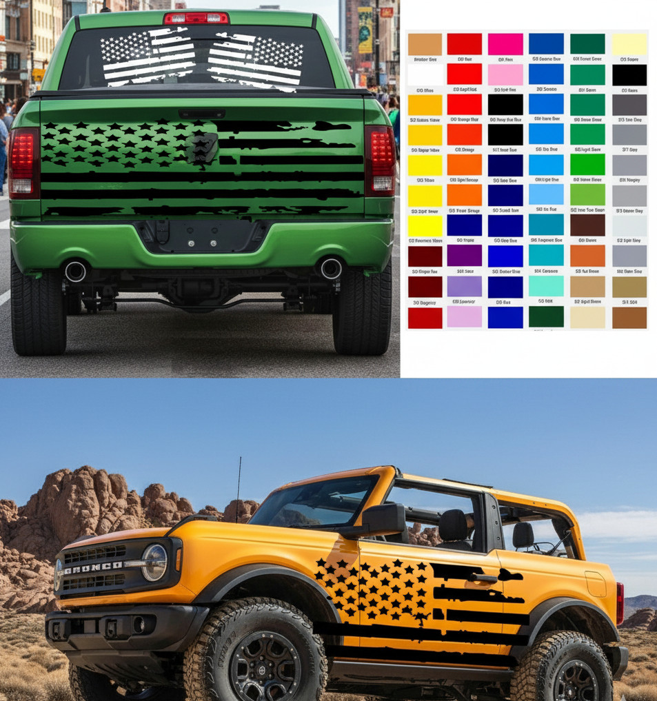 American Flag Vinyl Decal for Truck Car Boat RV SUV VAN Trailer – MADE IN USA