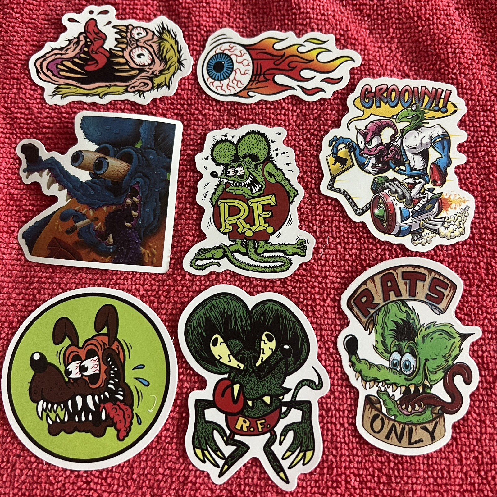 🔥 8 Rat Fink Mouse Ed Big Daddy Roth Hot Rod Art Vinyl Decal Sticker Car Truck