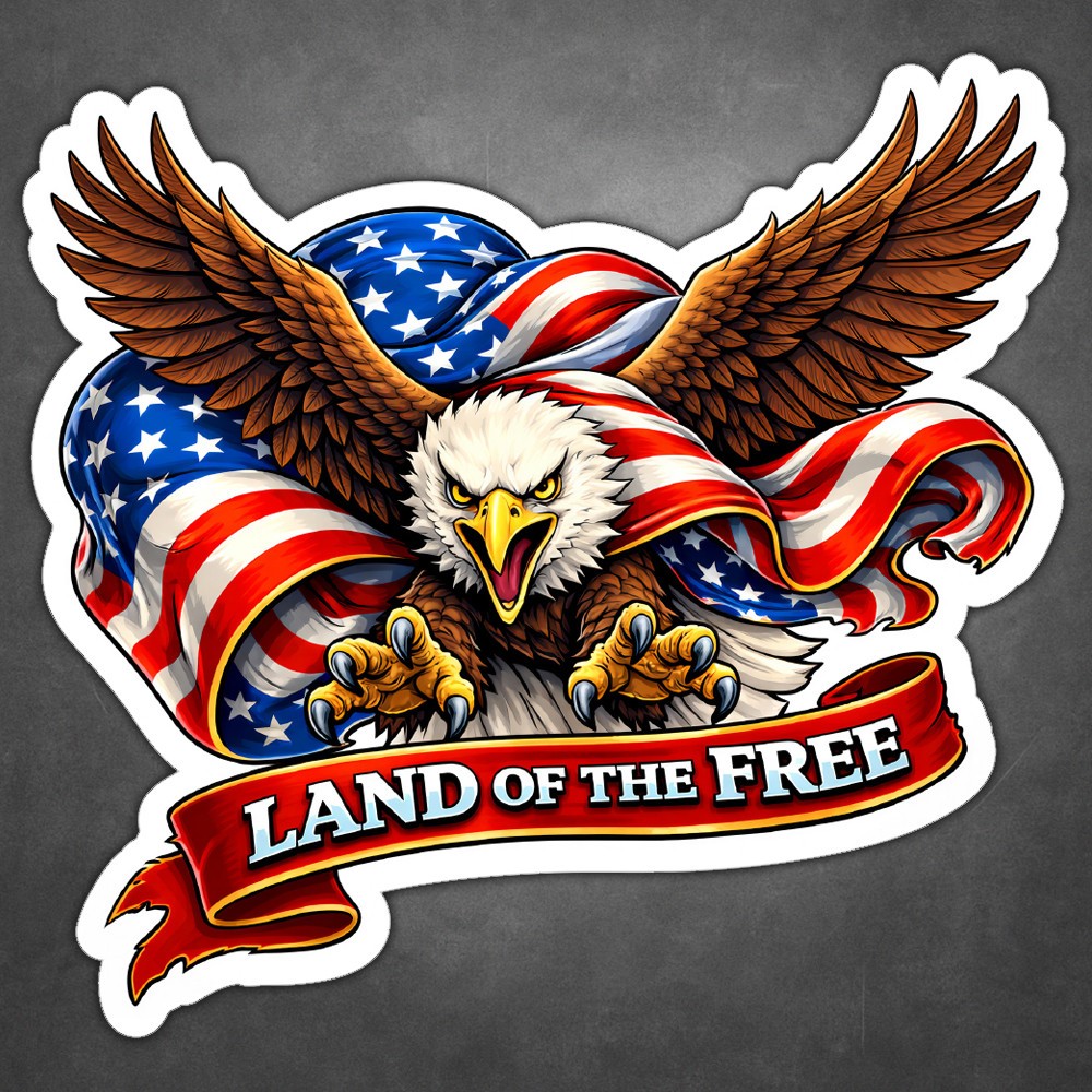 Bald Eagle American Flag Sticker Vinyl Decal Patriotic Land of the Free USA