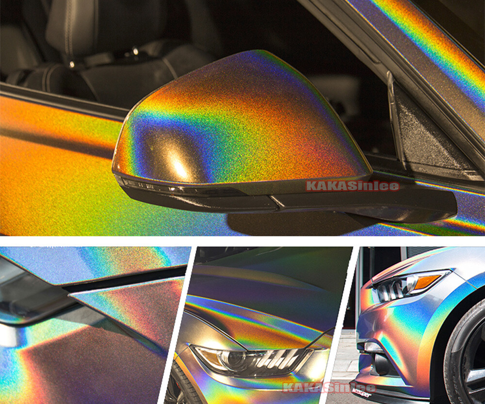 50FT x 5FT Car Wrap Chameleon Mirror Chrome Grey Holographic Vinyl Sticker CFUS
