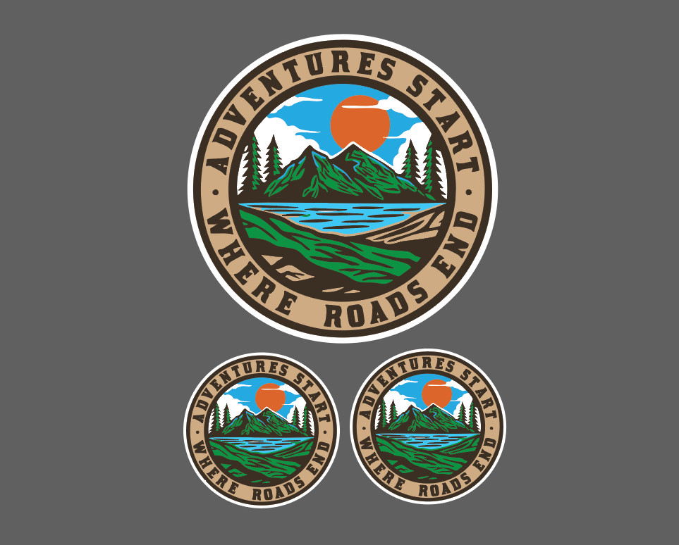 Adventures Start Where Roads End Sticker Decal Vinyl Camping Mtn Outdoors RV