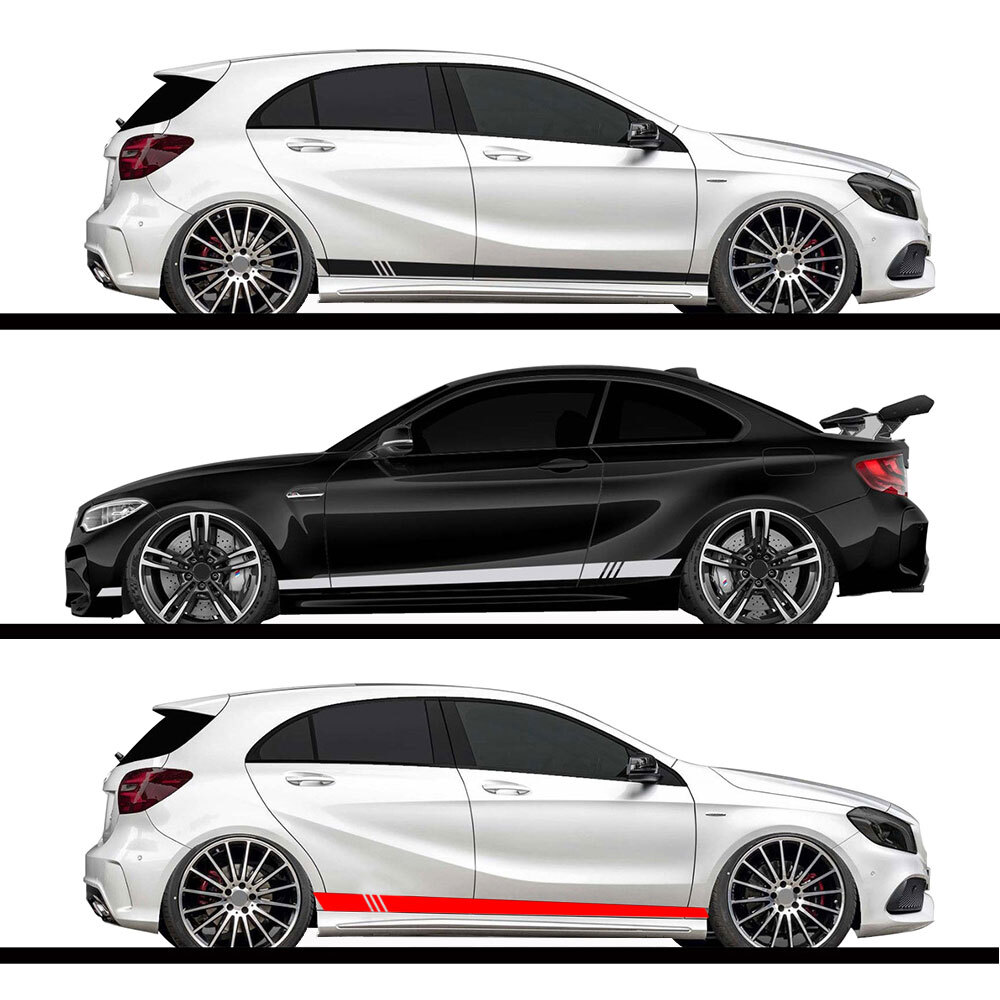 2PCS Car SUV Body Both Side Door Vinyl Stripe Sticker Auto Exterior Accessories