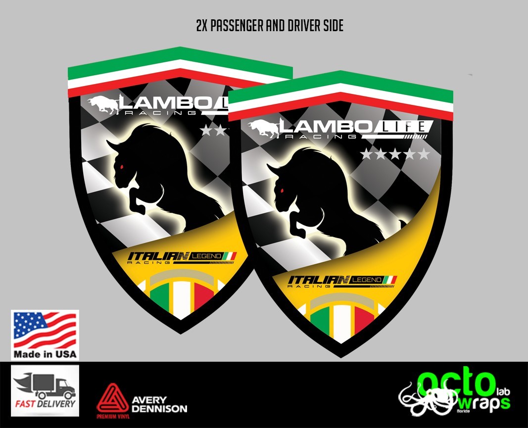 fit lamborghini huracan gallardo urus diablo aventador racing side decal sticker