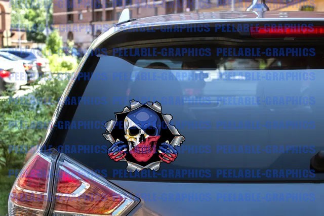 Philippines Flag Skull Peeking Effect Vinyl Decal Sticker Filipino