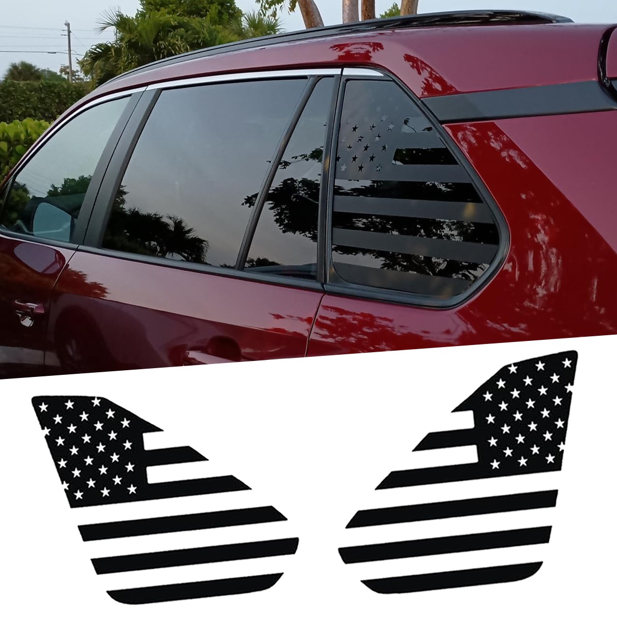 Rear Side USA Flag Decal 2Pcs Vinyl Sticker for Toyota Rav4 2019-24 Window Decal