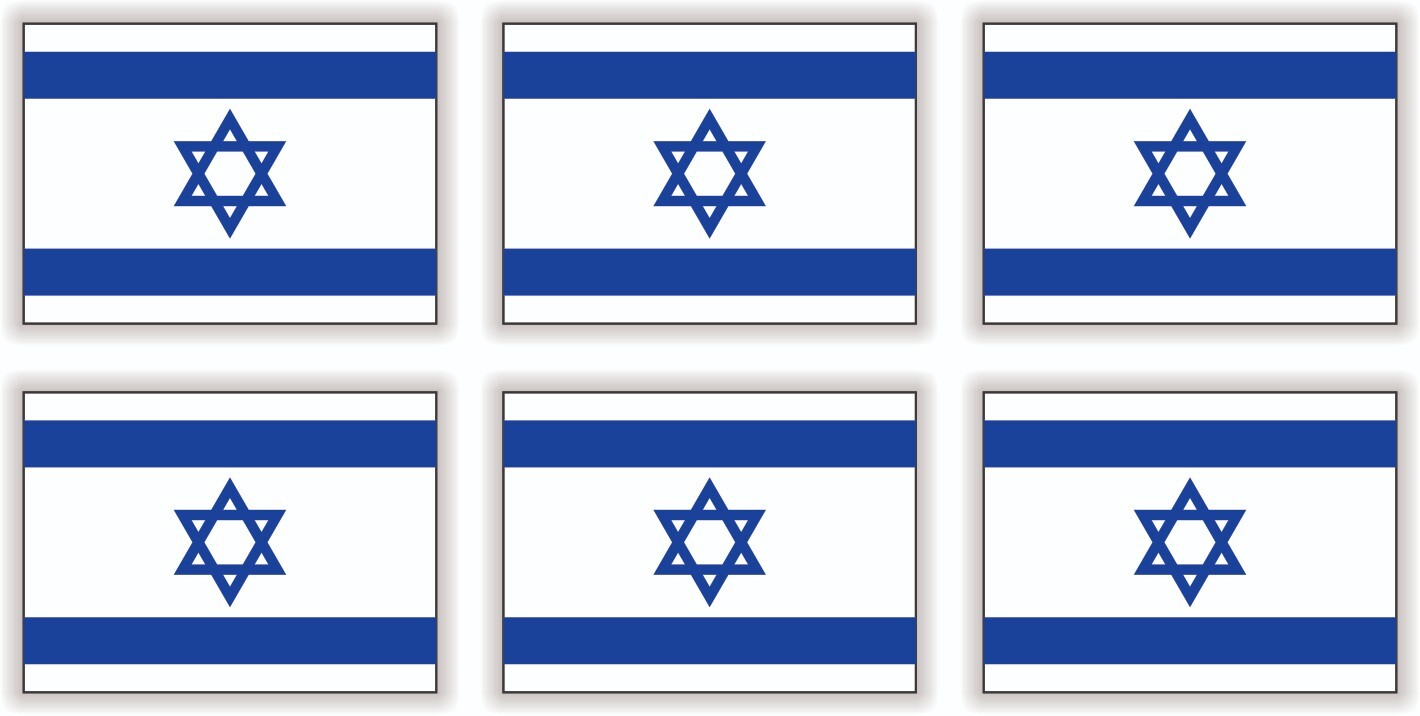 6 Mini 1″x1.5″ Israeli Flag Vinyl Stickers Decals Israel Jewish American Flags
