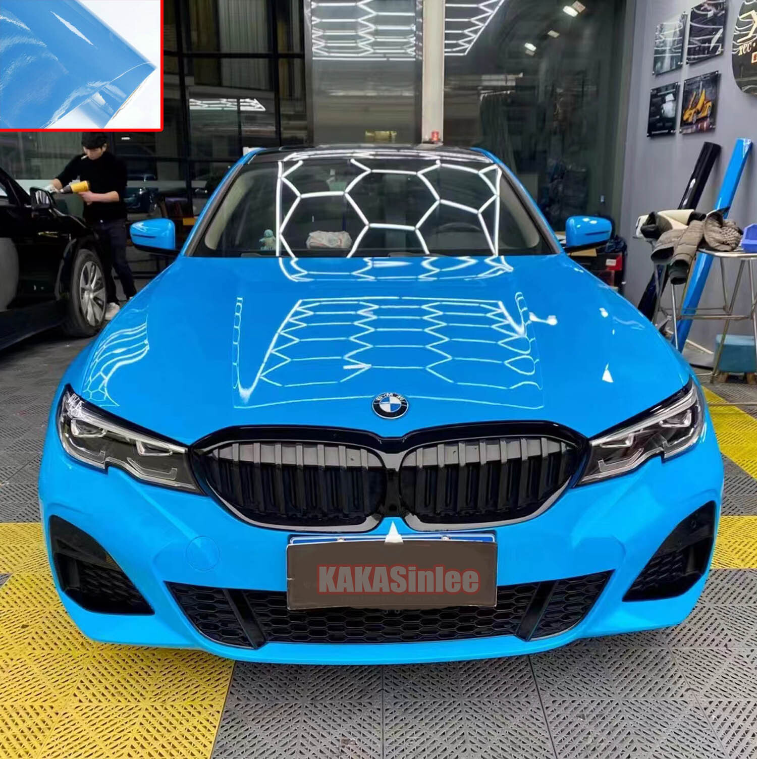 M Blue Gloss Bright Metallic Paint Entire Car Vinyl Wrap SUV Roof Sticker PVC US