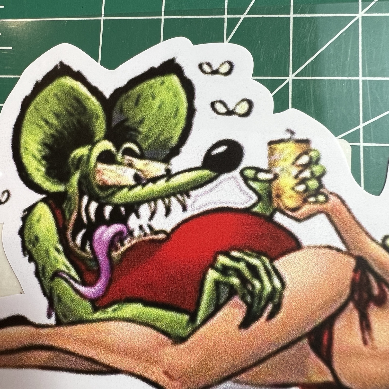 🔥 LG 6” Rat Fink Die-Cut Sticker Cross Ed Big Daddy Roth Hot Rod Art Car Truck
