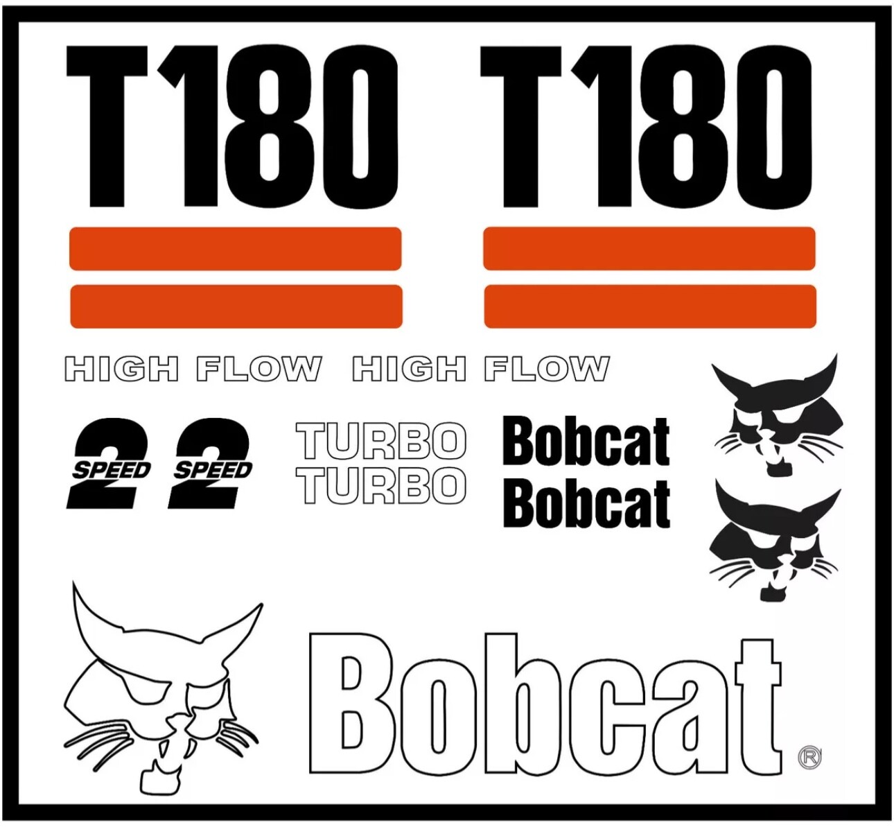 DECAL KIT for Bobcat skidsteer T180 track loader decals Stickers .