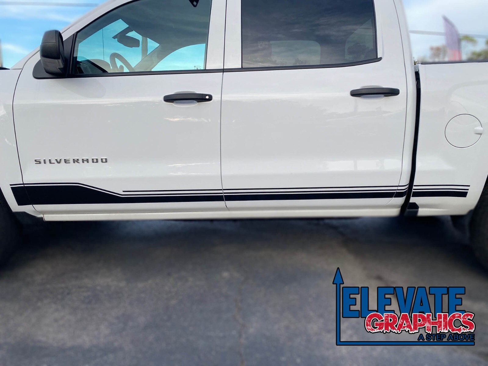 Fits Chevy Silverado Rocker One Stripes Vinyl Graphics Decals Sticker 1999-2024
