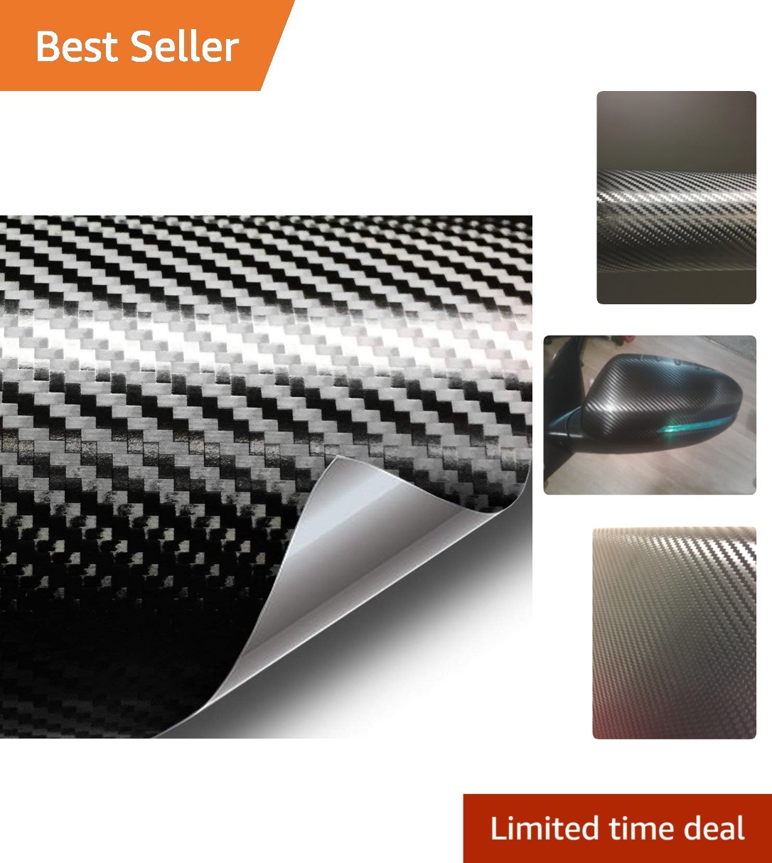 Self-Adhesive Carbon Fiber Vinyl Wrap 1ft x 5ft – Professional Finish for Cars