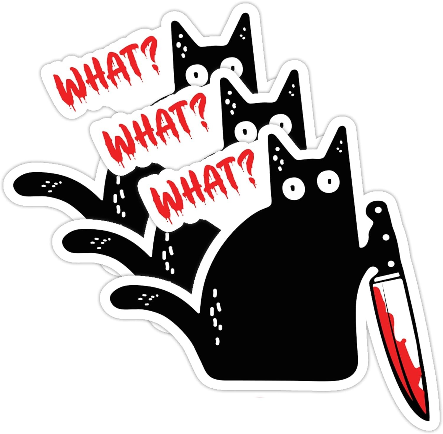 Funny Cat Sticker (3 Pack) – Fade Resistant – Waterproof Black Cat Sticker