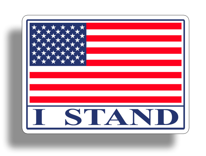 I Stand USA Flag Sticker Vinyl Decal US Proud America Car Truck Laptop Graphic