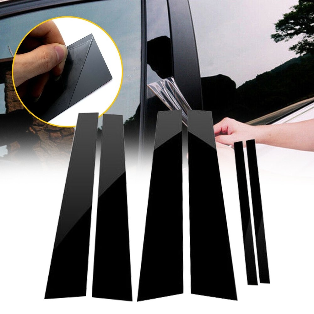 6/12x Pillar Post 2008-2012 Fit Door Accord Honda Window Cover Trim Strips Panel