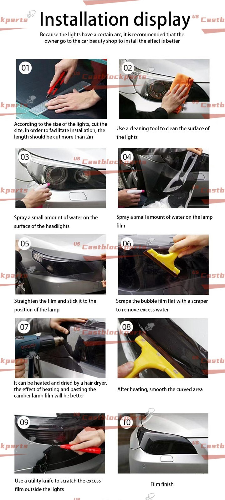 12″x78″Fit Headlight Taillamp Fluorescent Yellow Lens Vinyl Protection Film