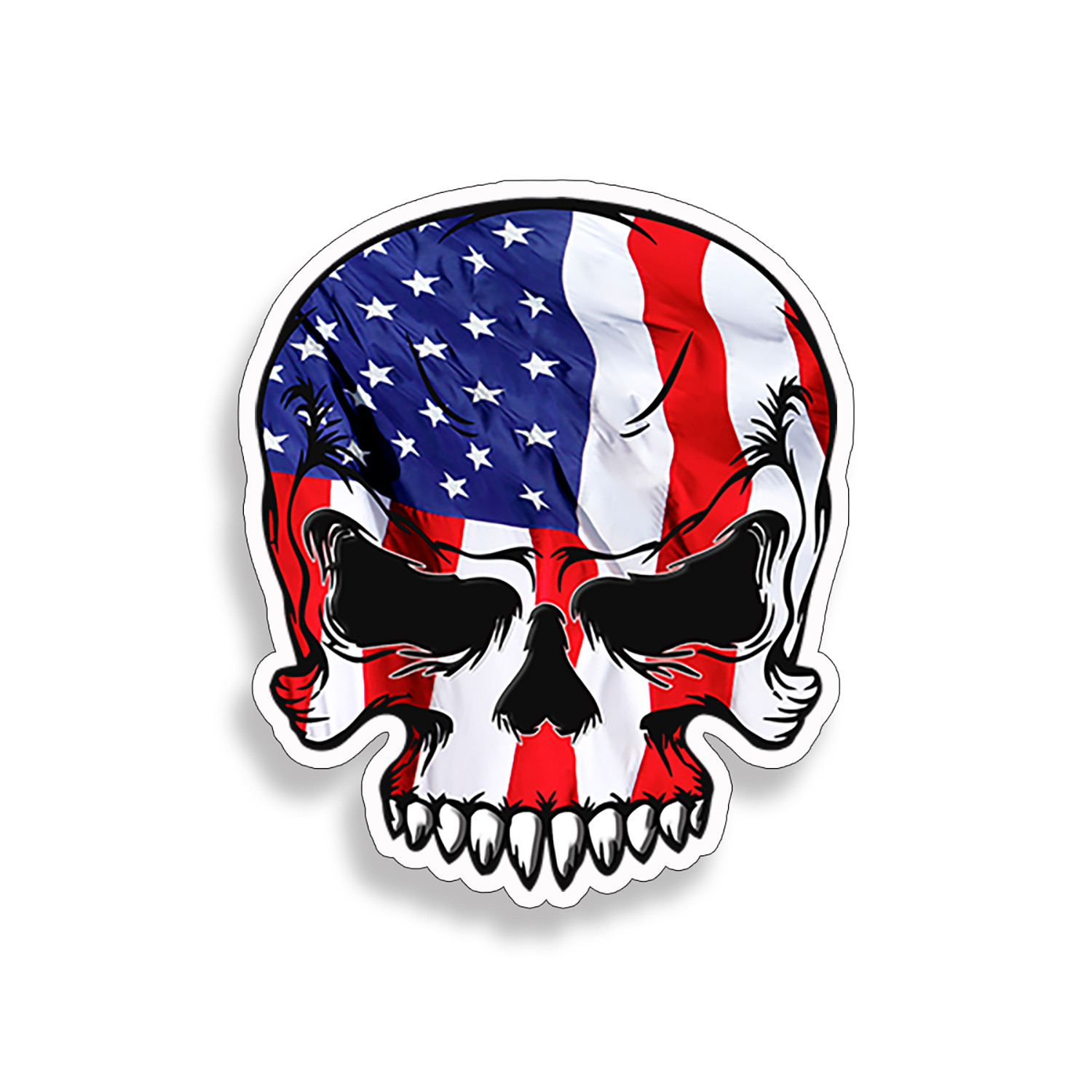 USA American Skull Flag Sticker Helmet Cup Cooler Laptop Car Window Bumper Decal