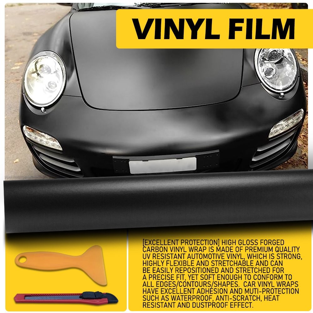 *Genuine 30cm Matte Black Vinyl Wrap Car Film Decal Sticker Bubble Free Scraper