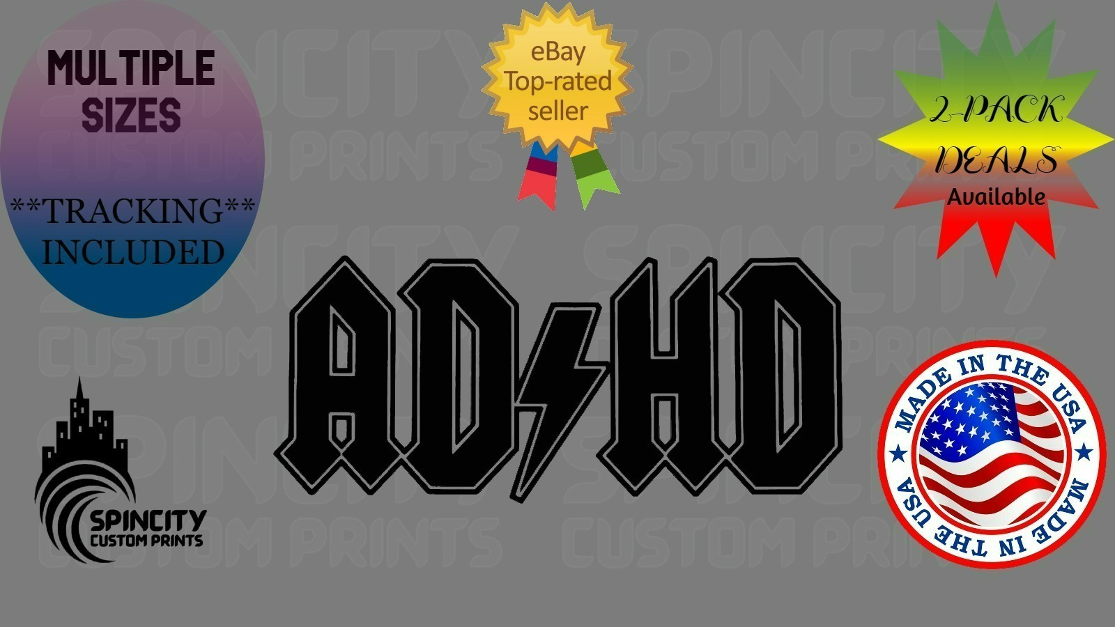 ADHD Car Window Vinyl Decal Laptop Large Graphic Bumper Sticker Multiple Sizes