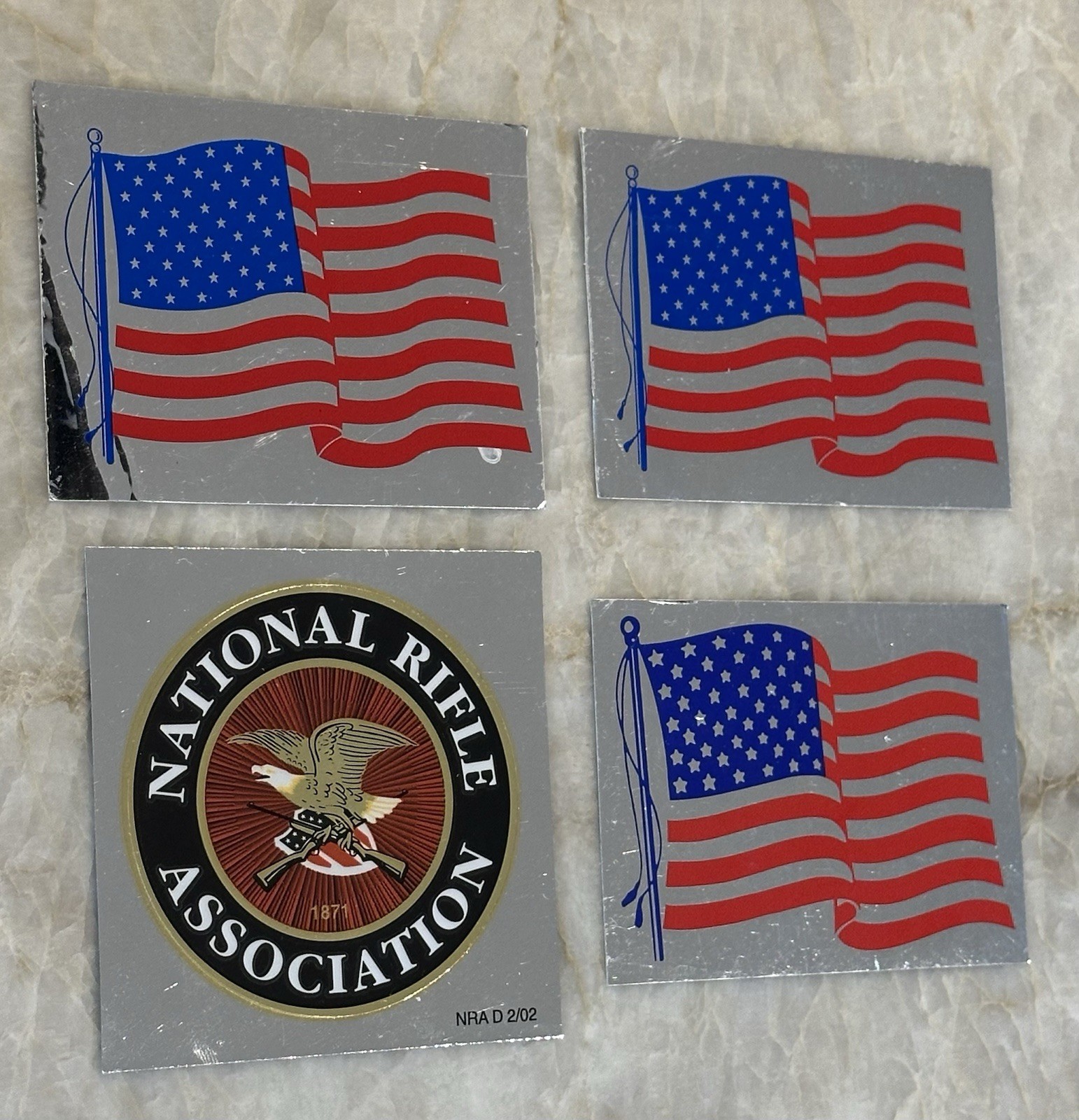 3 Mirror Reflective US Flag Vehicle Decal and NRA Decal