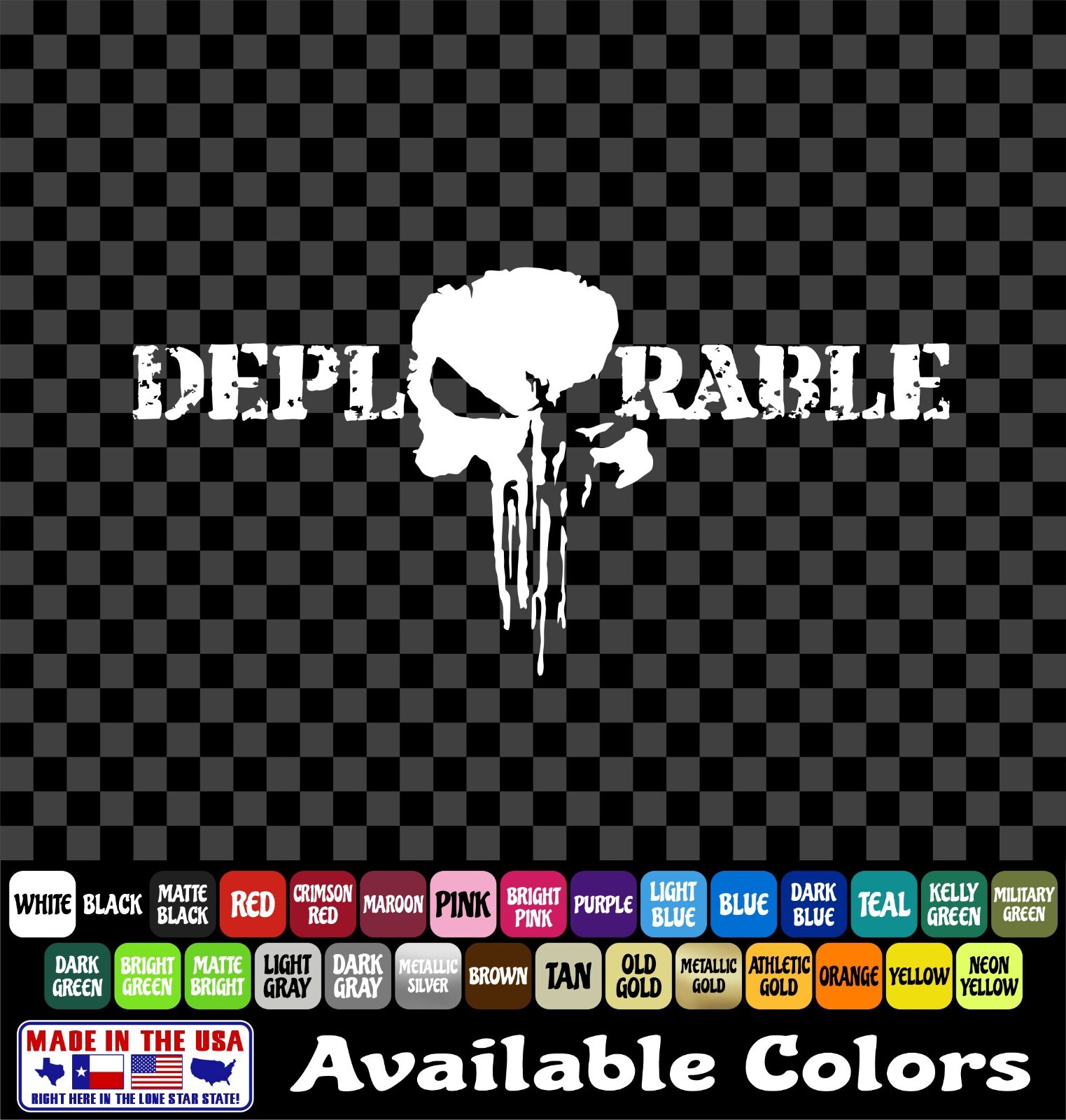 DEPLORABLE Punisher skull Sticker TRUMP 2024 Make keep America Great Again Decal