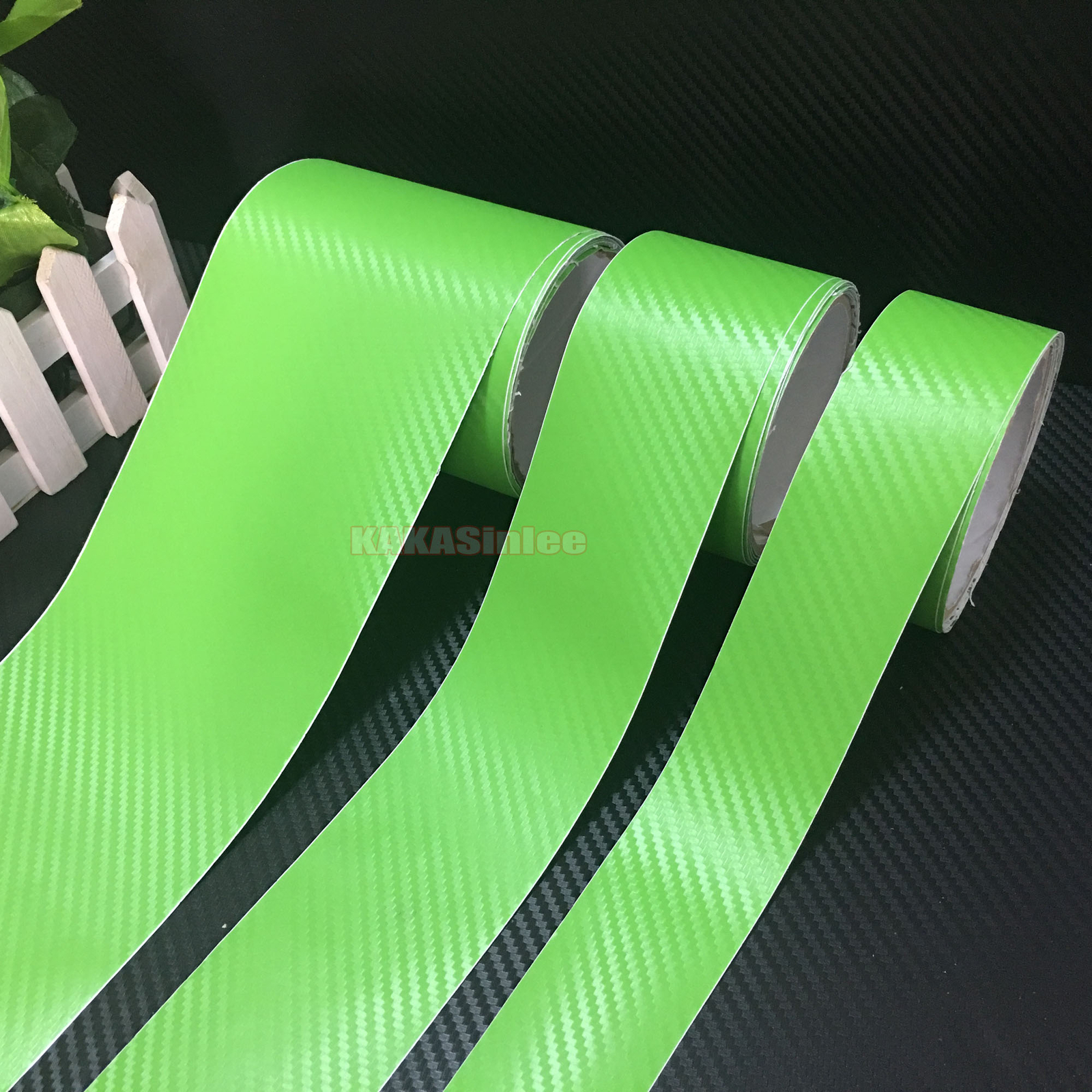 3D Green / Sheet Car PVC Grain Carbon Fiber Vinyl Tape Wrap Sticker Decors Trim