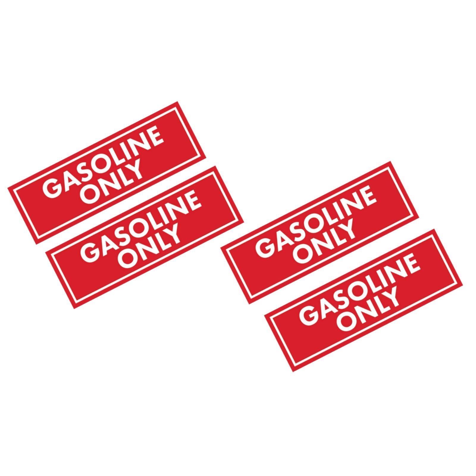 Gasoline Only Warning Stickers (4 Pieces), 2″ x 6″ Size Perfect for Fuel Caps