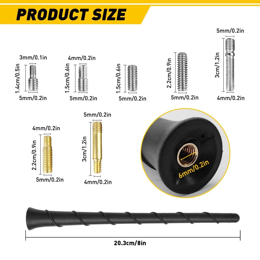 1/2set Universal AM 8″ AM Antenna FM Radio Black for Motorcycles Cars Street B R