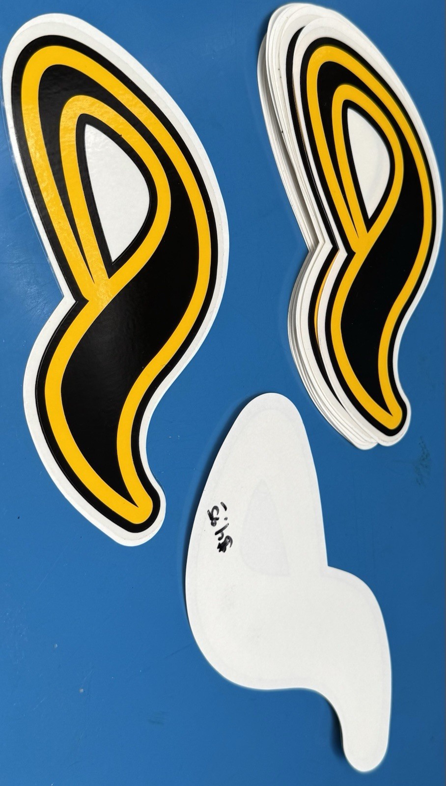 Lot of 10 Yellow Black Graphic Decals Stickers 7.25” Vinyl Auto Art NOS