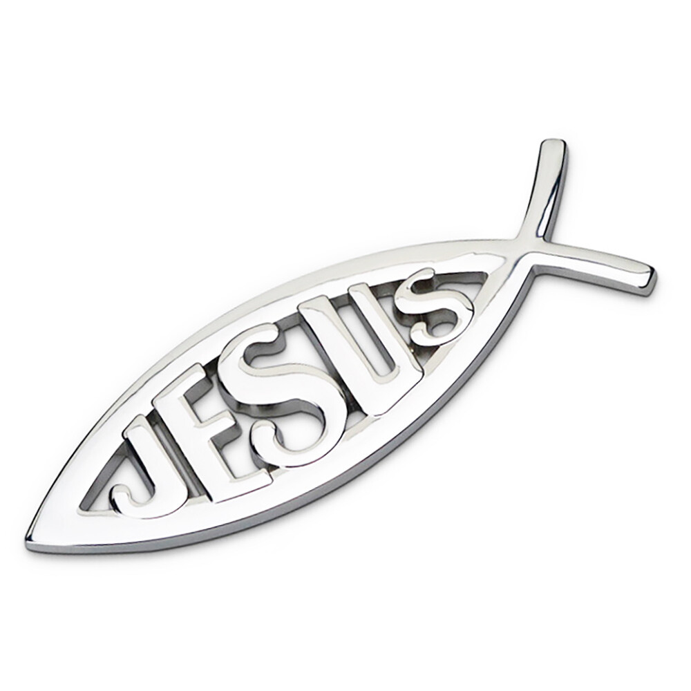 Universal 3D Fashion Metal Jesue Fish Cross Car Decal Sticker Decoration