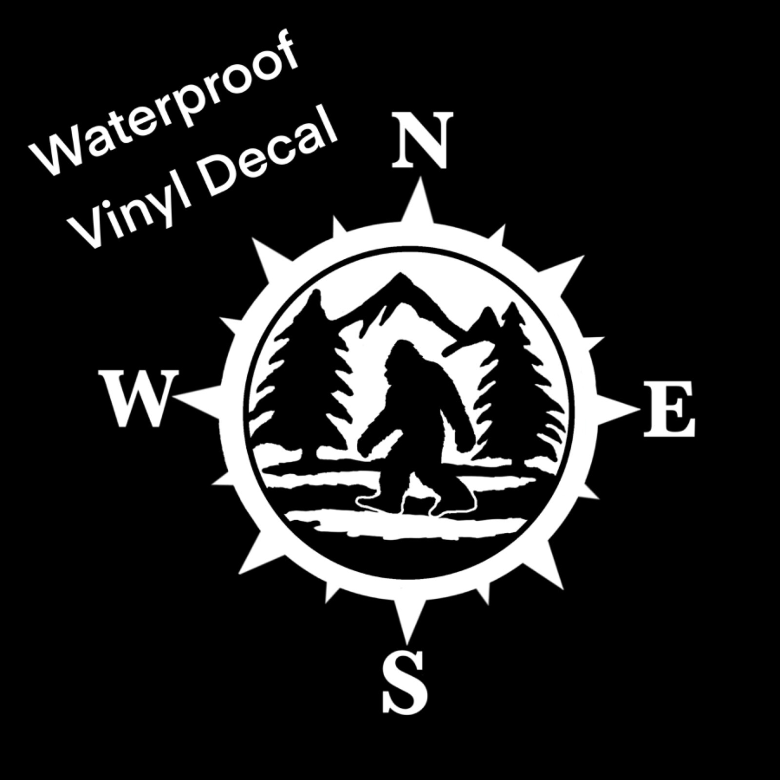 Bigfoot Compass Decal. Perfect for Car Windows or anything with a hard surface.
