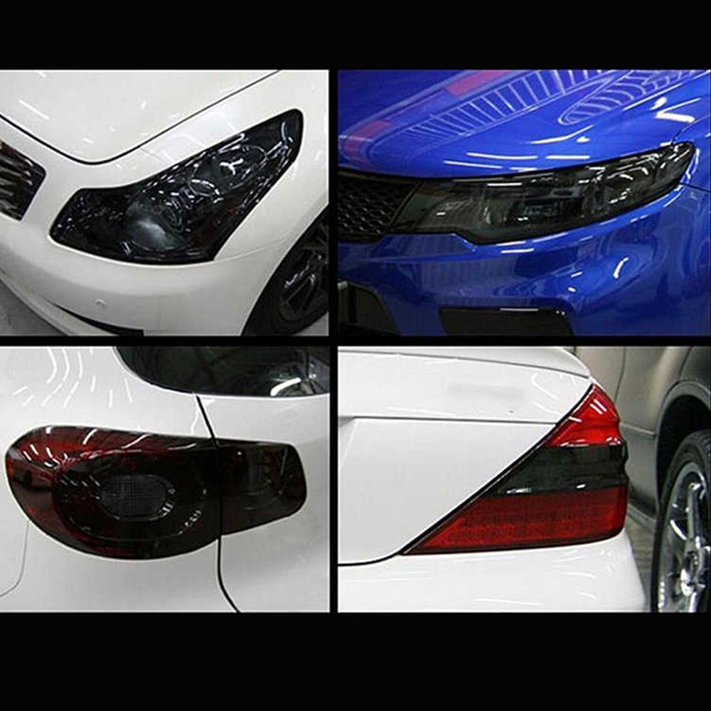 Headlight Taillight Tint Film Vinyl 12″x72″ Gloss Dark Black DIY Front Rear 1-10