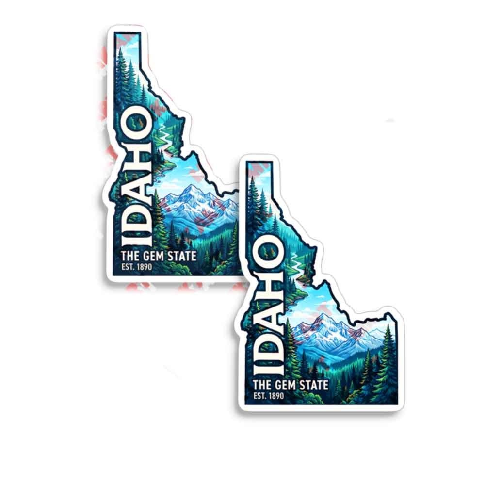 Idaho State Shape River Landscape Vinyl Decal Sticker 2 Pack